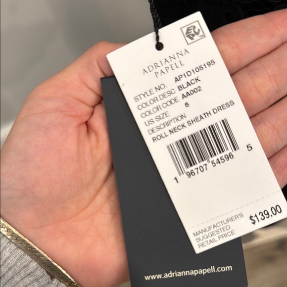 Adrianna Papell 6 Roll Neck Black Sheath Dress - Picture 7 of 11